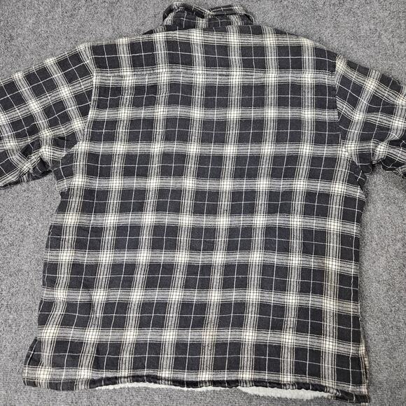 Canyon Creek Sherpa Lined Plaid Shacket XL Black White Flannel Jacket‎ - Picture 4 of 8